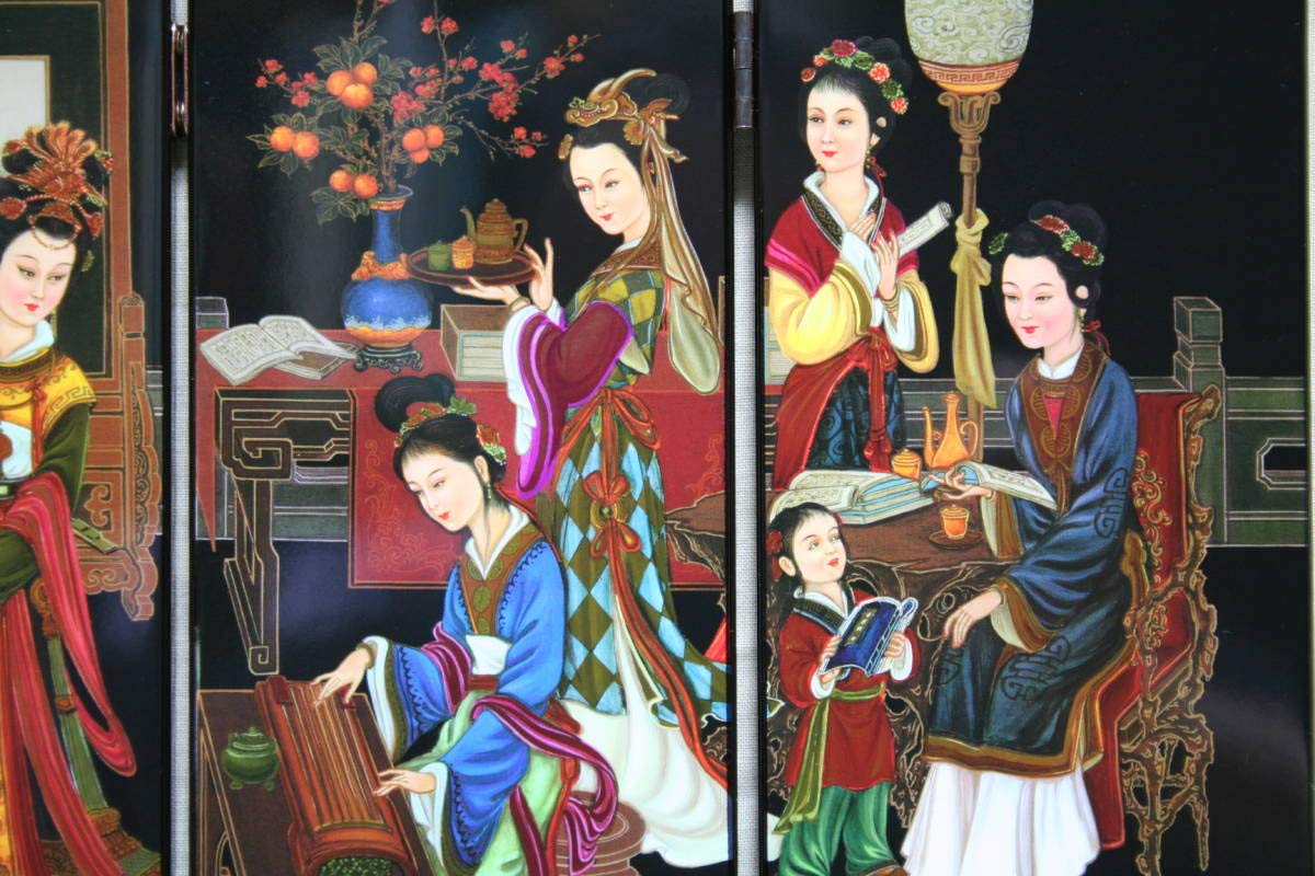 Amazon.co.jp: 屏風紅楼夢十二金釵小屏風六曲24㎝×46㎝BK17 303 : おもちゃ