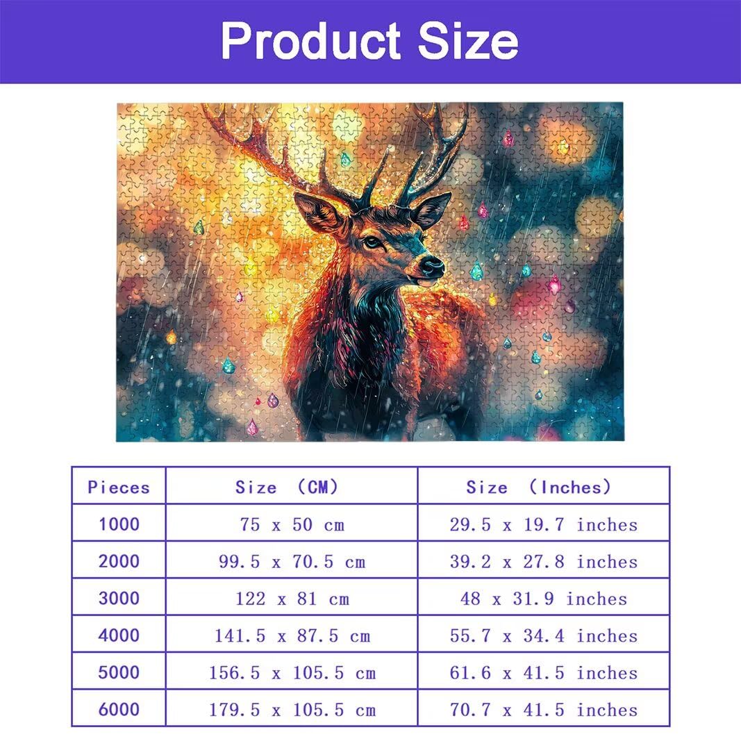 Puzzle 3000 elementów jelenia, 3000 elementów puzzli dla dorosłych, gra koncentracyjna, 122 x 81 cm duże drewniane puzzle do dekoracji domu, gra logiczna ze zwierzętami dla całej rodziny, prezent dla