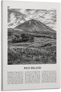 Pico Island Print Black And White, Pico Island Wall Art, Pico Island Poster, Pico Island Photo, Pico Canvas Wall Art Poster And Print 16x24inch(40x60cm)