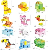 Vista 6 de Juego de bloques de construcción para niños pequeños, ladrillos de construcción grandes creativos, kit de construcción de animales de juguete