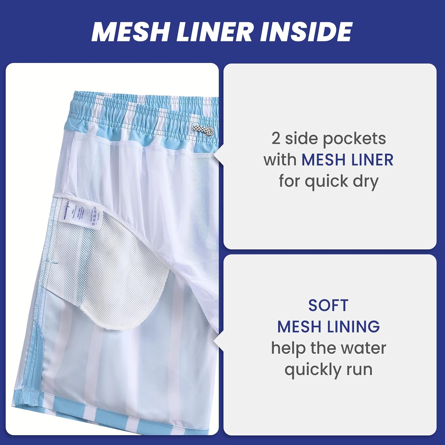 maamgic Mens Slim Fit Swim Shorts Swim Trunks 7 inch Quick Dry Mens Bathing Suits with Mesh Lining