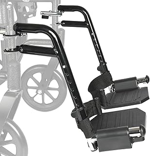 Universal Wheelchair Footrest Replacement - Adjustable Composite Footboard & Heel Loop, Foldable Comfort Support, Affordable, Black, Lightweight, Easy Installation
