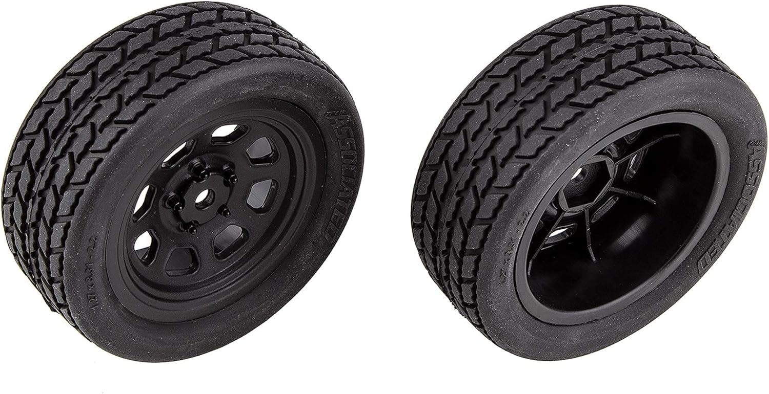 Team Associated SR10 Front Wheels with Street Stock Tires, Mounted, ASC71194