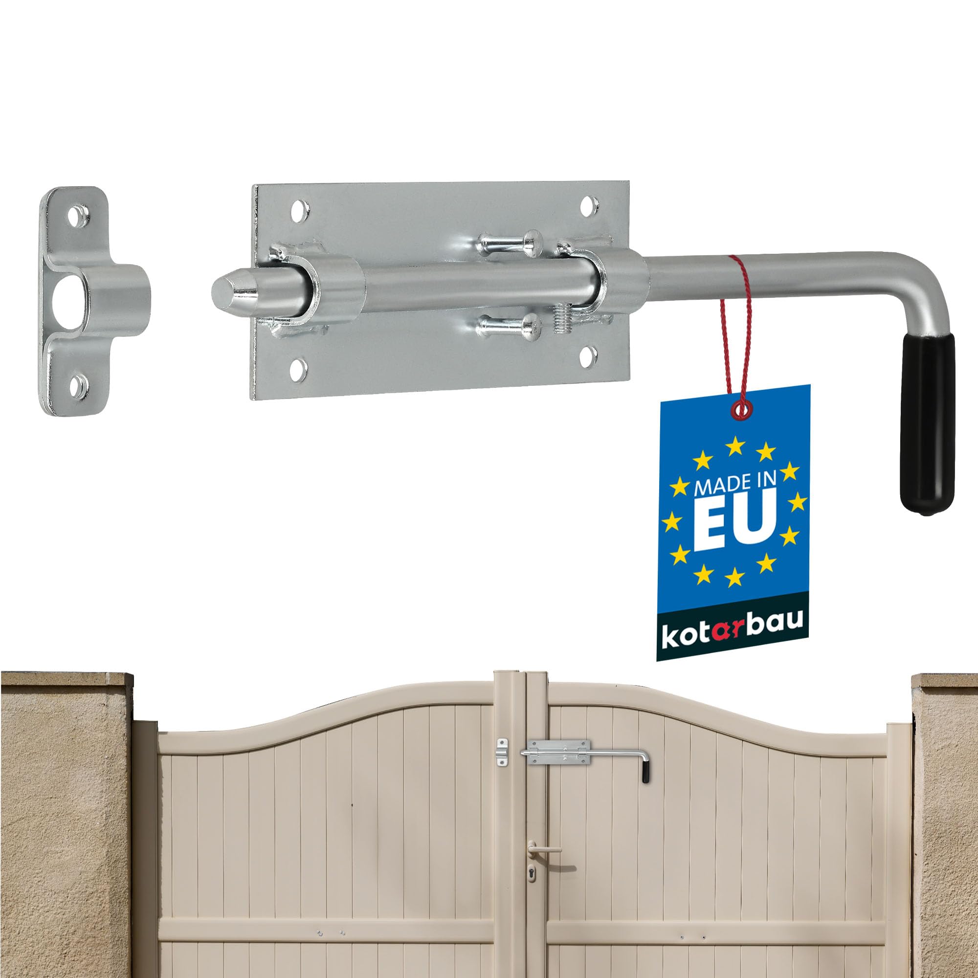 Kotarbau Silver Kotarbau® Garage Door Bolt Bolt Galvanised With Rubber Handle 320 Mm