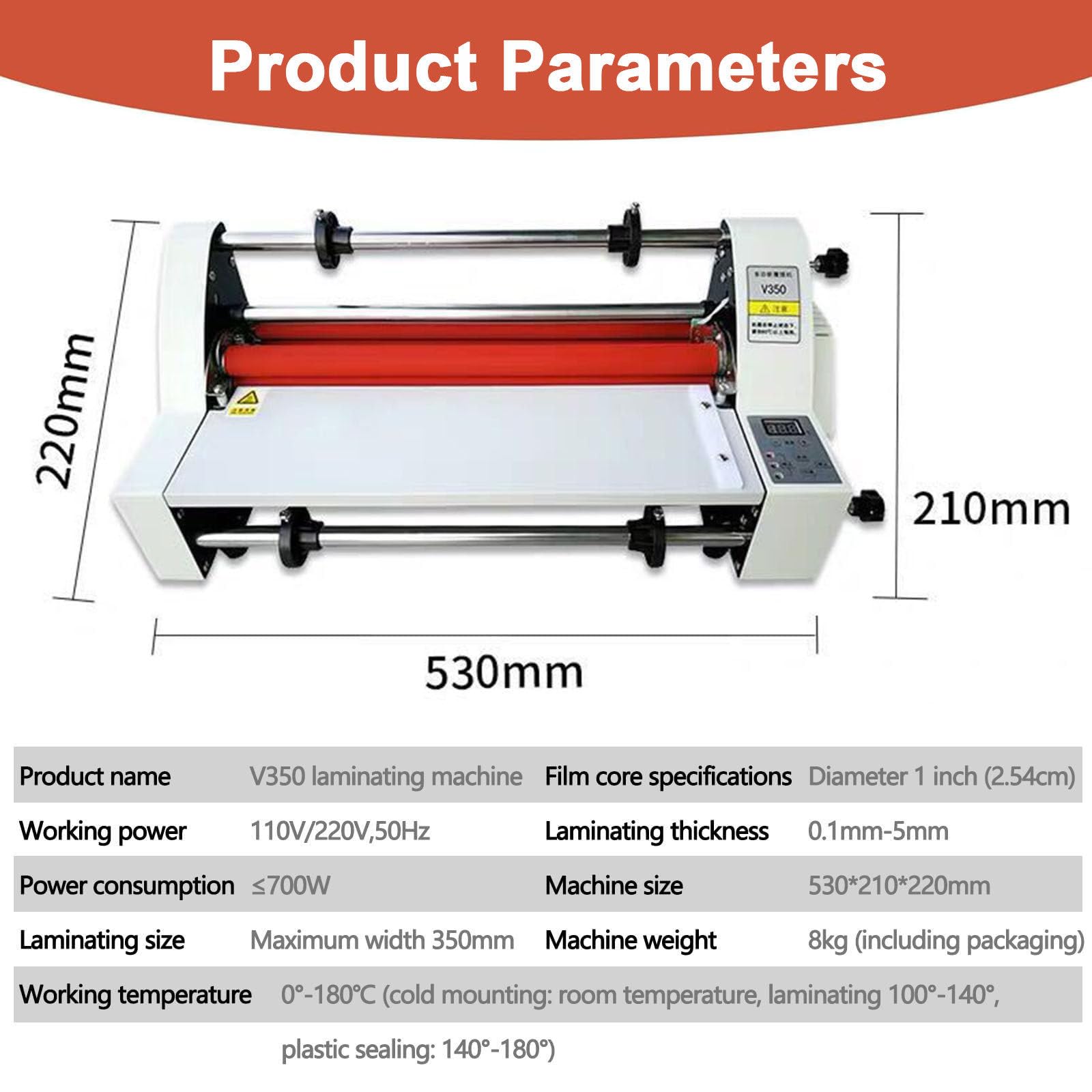 Plastificatrice Professionale V350, Spessore di Plastificazione 0,1-5 Mm, Plastificazione a Caldo E a Freddo Combinata, Adatta per Uffici Aziendali, Studi di Stampa E Officine Manuali