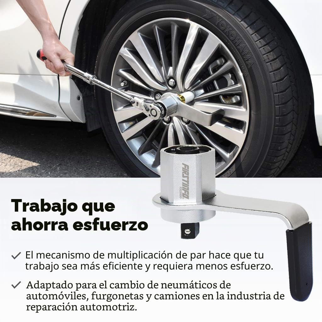 FIRSTINFO F3220DD | Multiplicador de Par Compacto 3,4:1 | Adaptador de 1/2" Macho a 1/2" Hembra | Hasta 600 Nm para Llave Dinamométrica