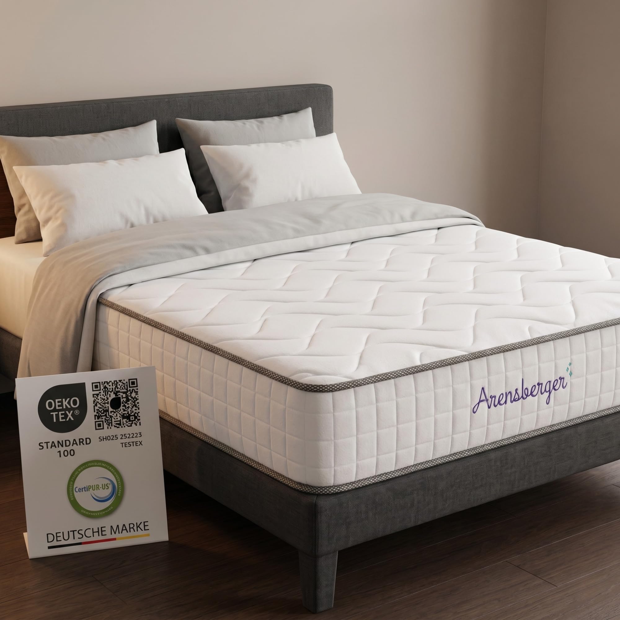 Arensberger JANA Matratze 160x200 cm – Aktiv, 19 cm Höhe, Federkern mit Kaltschaum, 7-Zonen