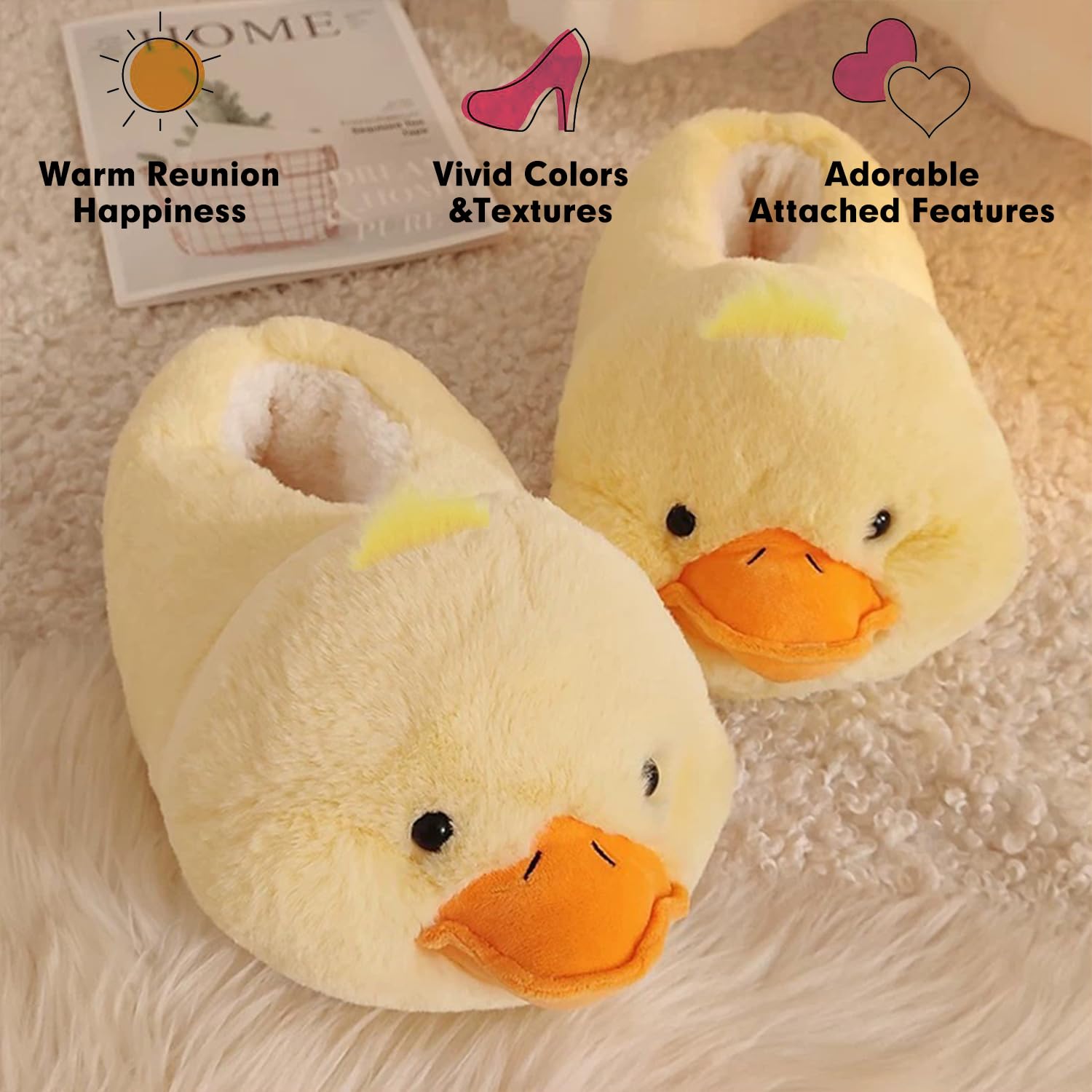 Lindas pantuflas de animales de granja para mujer – Zapatos de casa de felpa mullida para invierno, cachorros, perros salchicha, cerdo, vaca, zapatos de casa con forro cálido, suela antideslizante