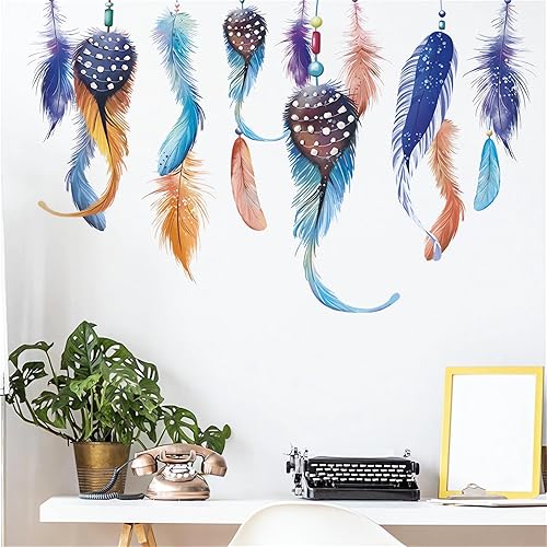 sacinora - Calcomanías de pared colgantes de plumas de ensueño, calcomanías de pared extraíbles de vinilo para sala de estar, dormitorio, habitación