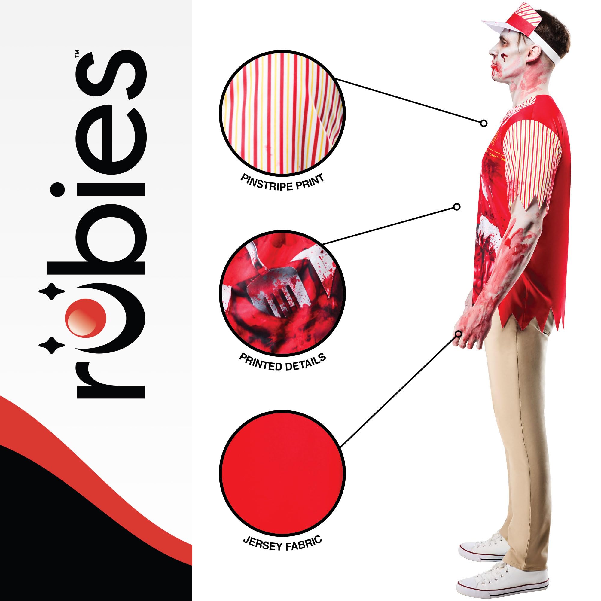 Rubies Official Adult Zombie Burger Worker, Size XLarge Halloween, Multicoloured, XLarge Chest 47"-119cm - Image 4