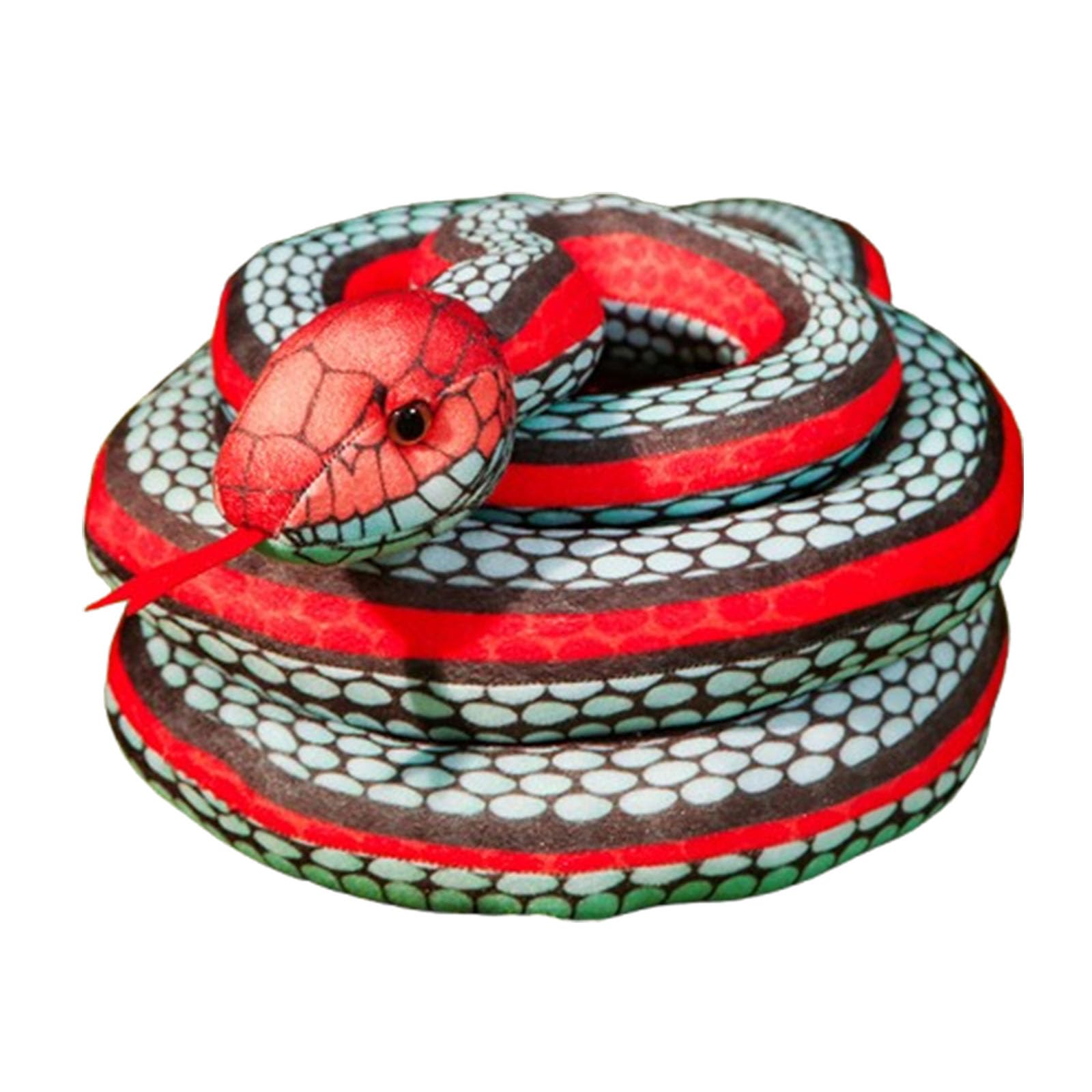 JORCEDI Snake Plush Toy, Realistic Soft Snake Teddy Stuffed Animals Dolls Toys, Snake Pillow Doll Toys, Anaconda Fake Snakes for Ricky Creepy Prank, Long Stuffed Python for Garden Props (Red,100cm)