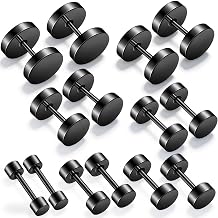 7 Pairs Fake Gauge Earrings 14 Pcs Stainless Steel Round Screw Studs