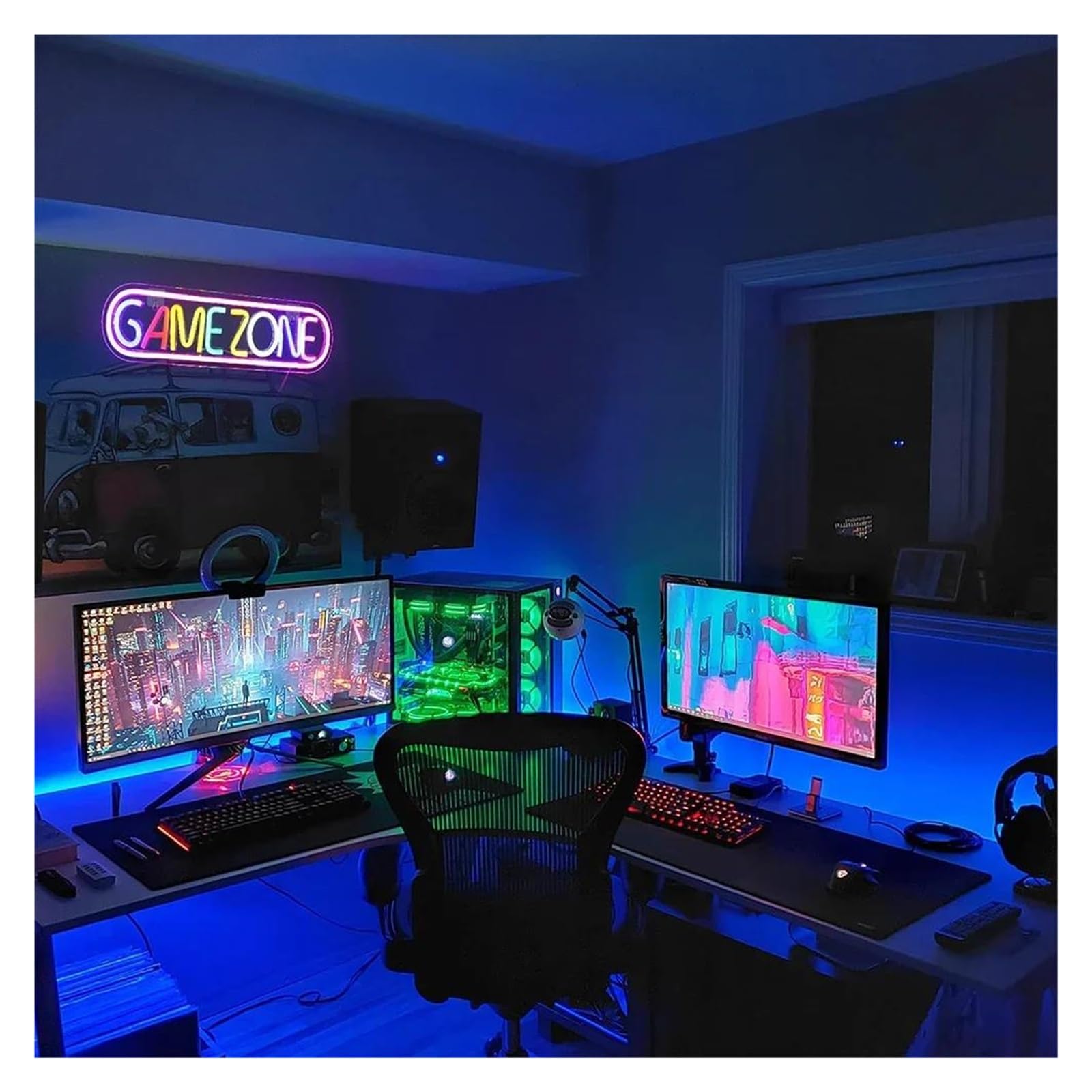 Luz de Diseño de Digital Letreros De Neón GAME ZONE Para Decoración De Pared, Luz LED Para Sala De Juegos, Área De Juegos, Lámpara De Pub Man Cave Iluminada De 42cm×12cm