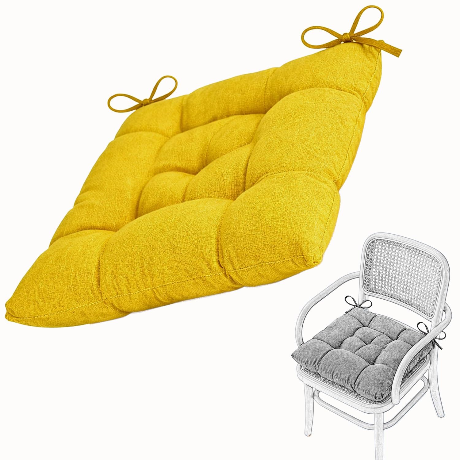 Seat Cushion for Dining Chair Soft Comfort Washable Chair Pads with Ties