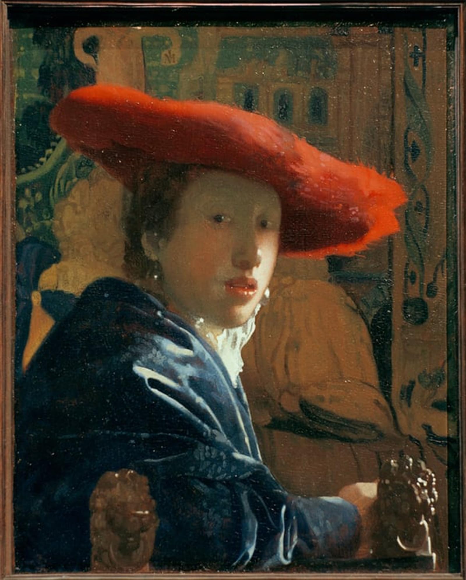 SERENDIPITP Abstract Painting Mural Print Picture Wall Decor Painting Girl with red hat by Jan Vermeer van Delft Vintage Wall Artwork for Home Decor 60x90cm