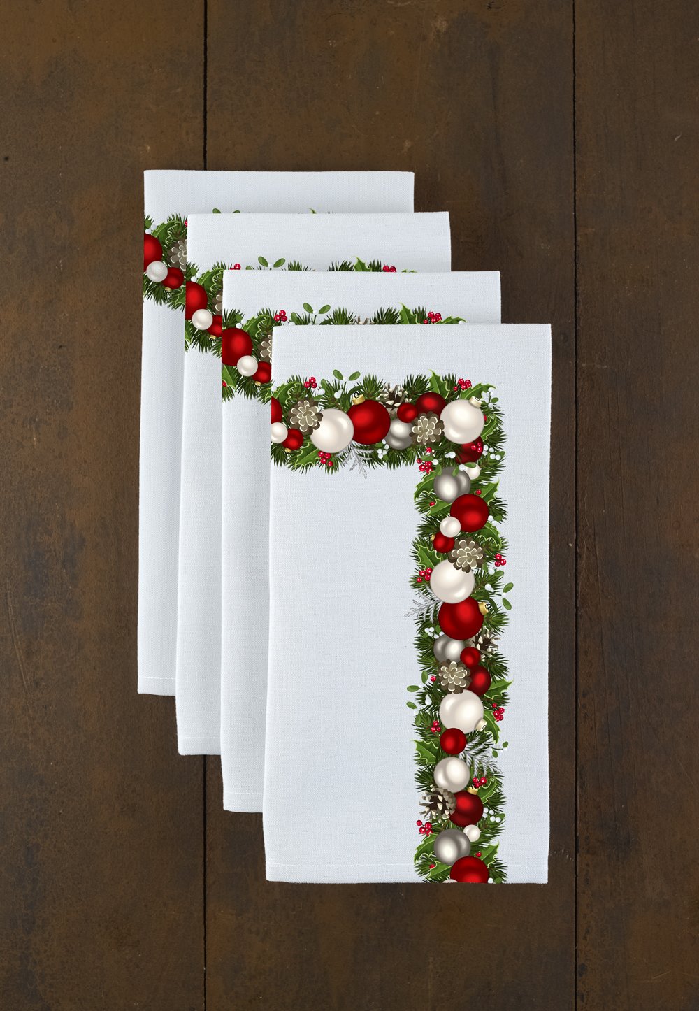 Fabric Textile Products Christmas Garland Border Napkins 18