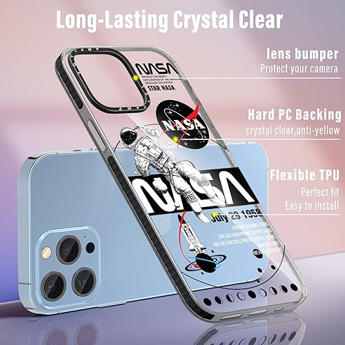 Miniatura 3 de Toycamp Funda para iPhone 13 Pro Max con soporte de anillo, lindo diseño de astronauta de la NASA divertido diseño de dibujos animados para niñas,