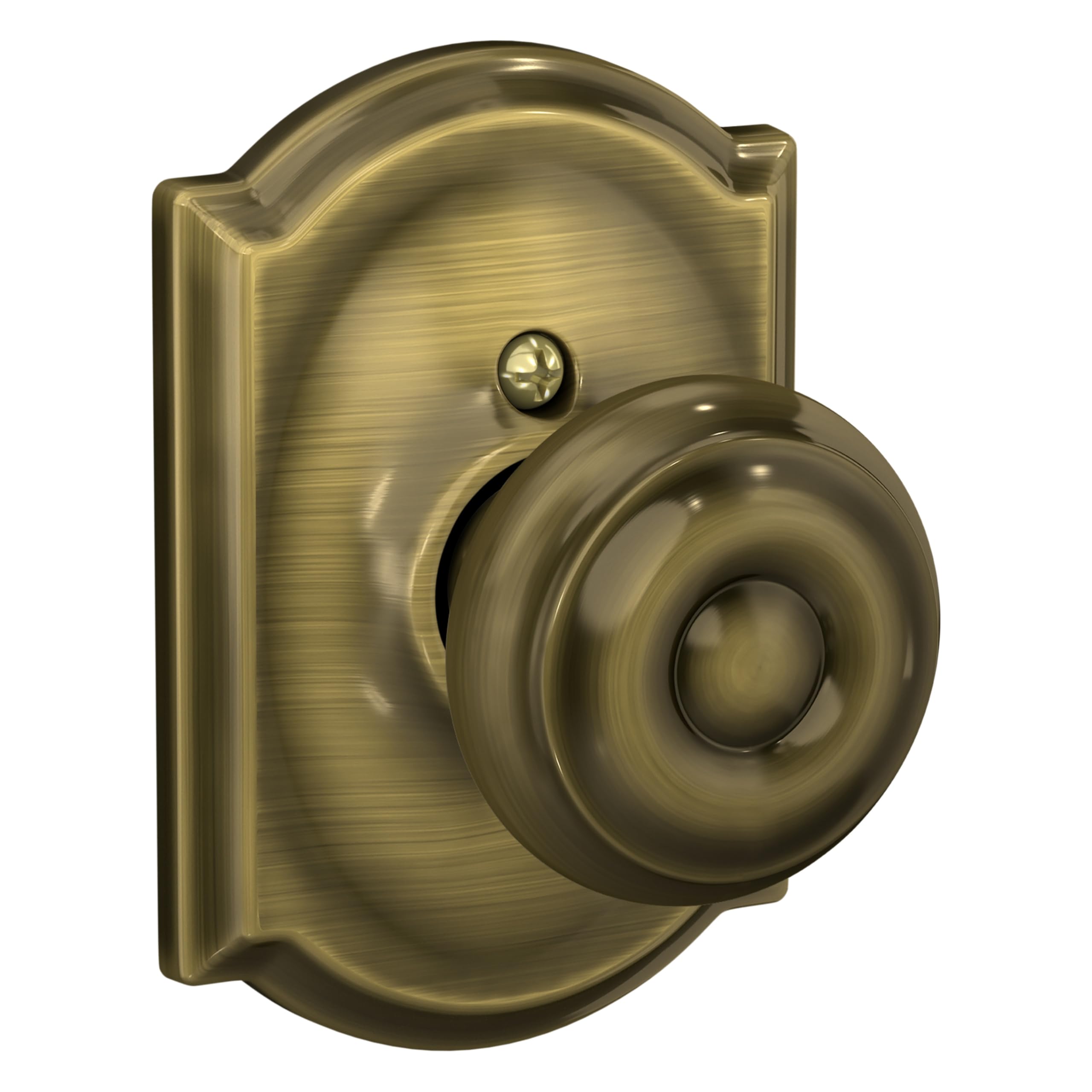SCHLAGE Georgian Non-Turning Dummy Door Knob, Camelot Trim, Antique Brass