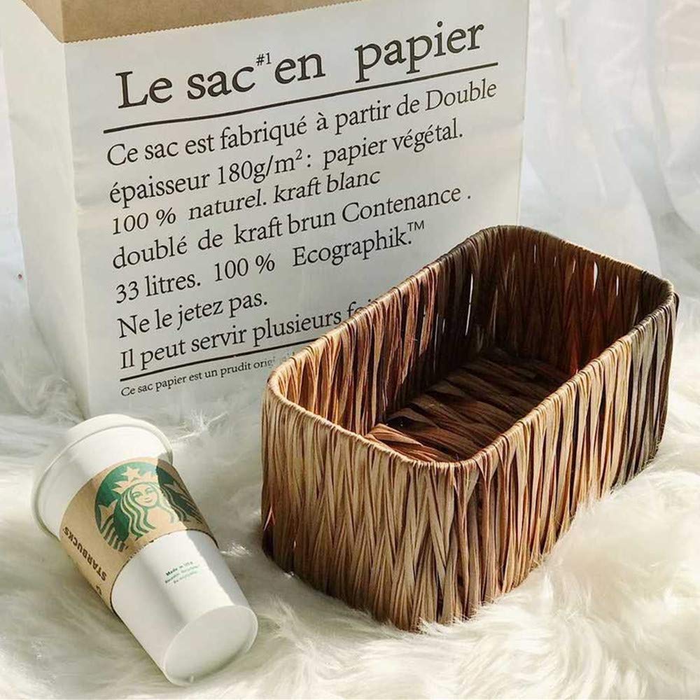 Golden Sun Handmade Wicker Storage Baskets Set Woven Decorative Storage Bins Baskets Organizing Baskets Nesting Baskets (Single 10.6" x 5.9" x 5")