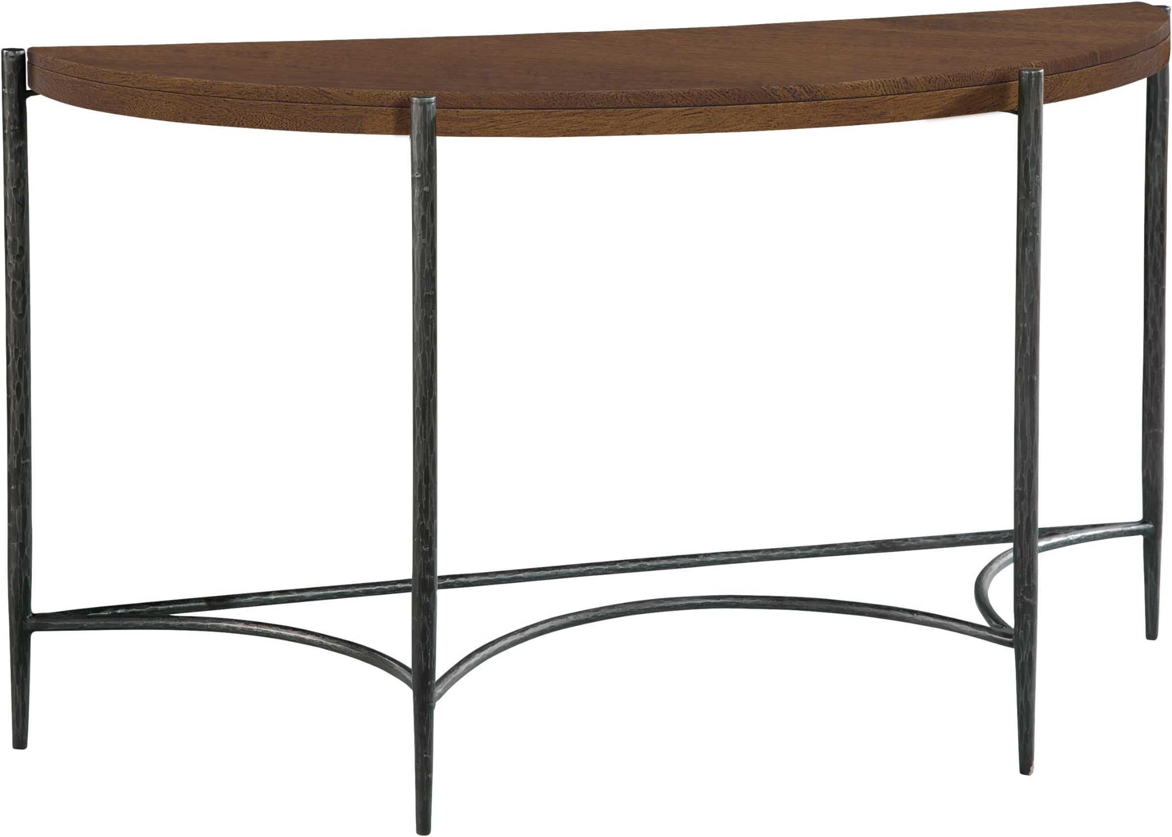 Furniture Half Moon Console Table - Stylish Wooden Top with Finish & Sleek Metal Base - Perfect for Entryways Hallways or Behind Sofas Versatile Decorative Surface for Any Home