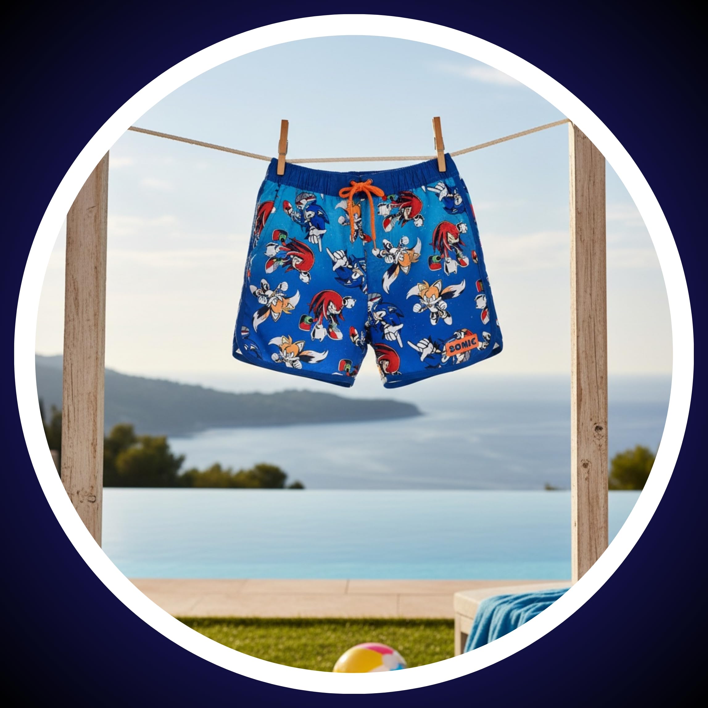 Sonic The Hedgehog Costume da bagno per bambini, pantaloncini da bagno Bermuda, costume da bagno per bambini, taglie 4-12 anni