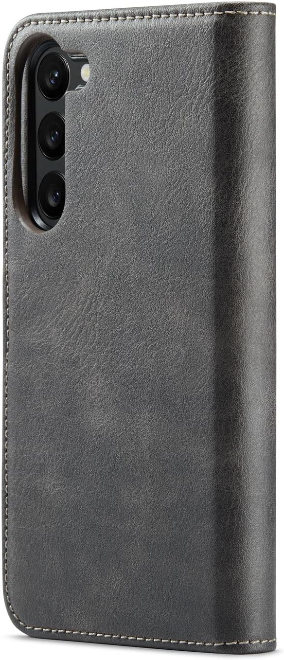 Asuwish Phone Case for Samsung Galaxy S23 5G Wallet Magnetic Detachable Cell Cover with Tempered Glass Screen Protector Flip Card Holder Slot S 23 23S GS23 G5 SM-S911U 6.1 inch Women Men Girls Gray