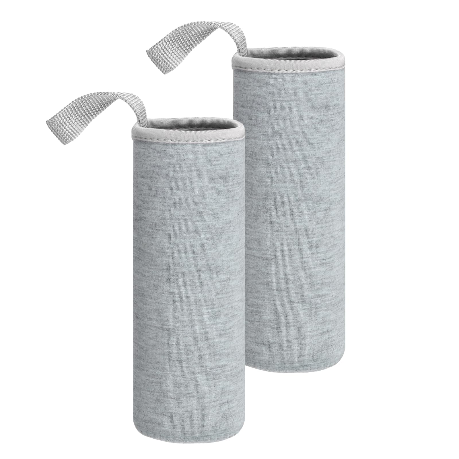 sourcing map 2pcs Neoprene Water Bottle Sleeve, 18.5 oz Insulated Water Glass Bottles Carrier Bag Collapsible Drink Bottle Sleeve Cover Holder with Handle, Gray — image 1