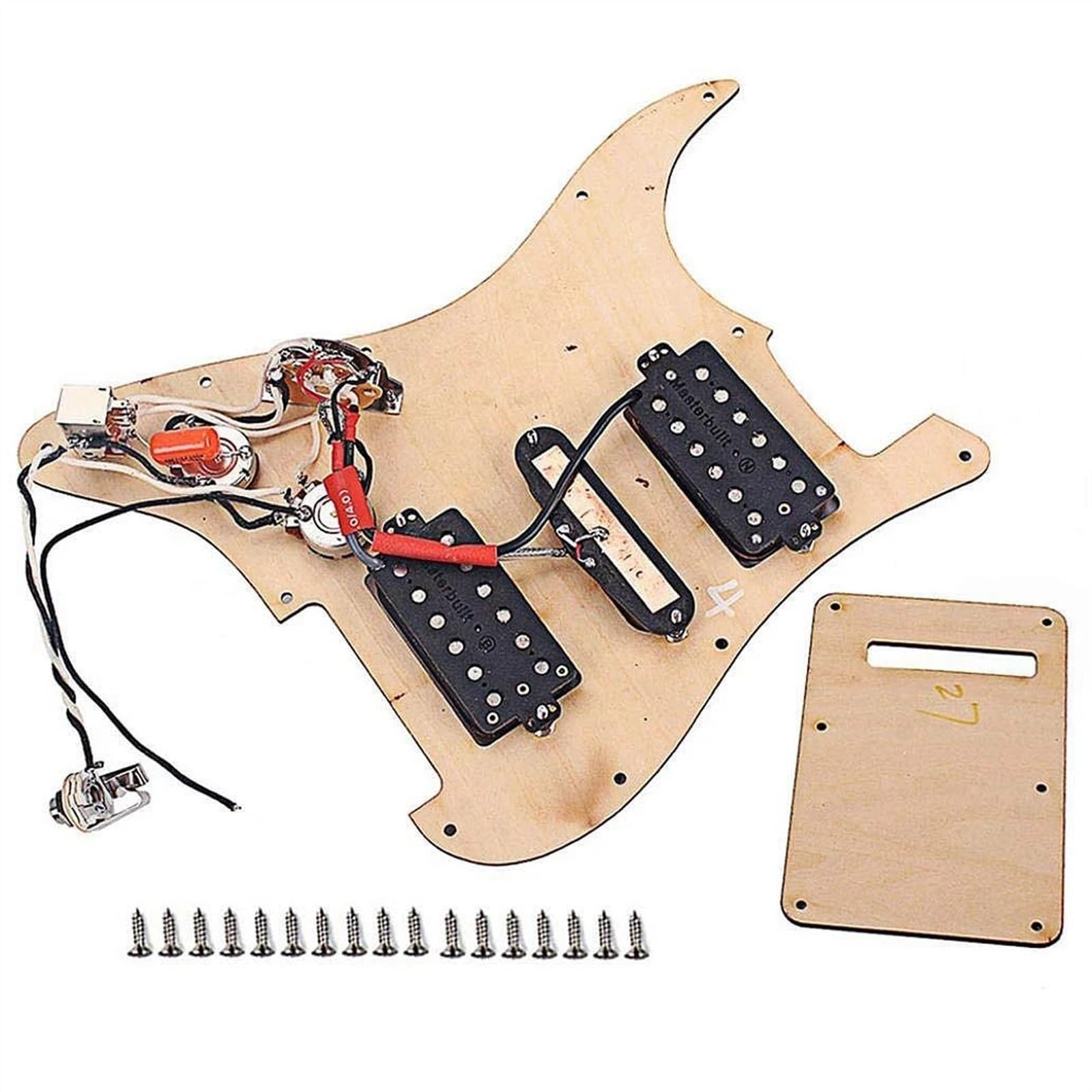 Wstępnie okablowany Pickguard do gitary elektrycznej, 3-warstwowy, klonowy, 11-otworowy HSH