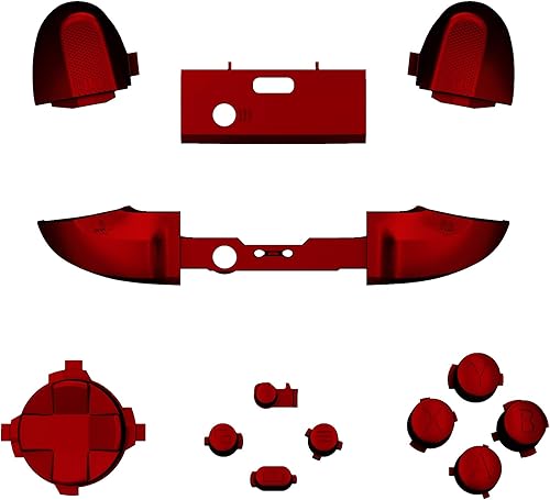 Vista 3 de eXtremeRate Palancas de pulgar rojo carmín + botones de repuesto rojo escarlata para controlador Xbox Series XS