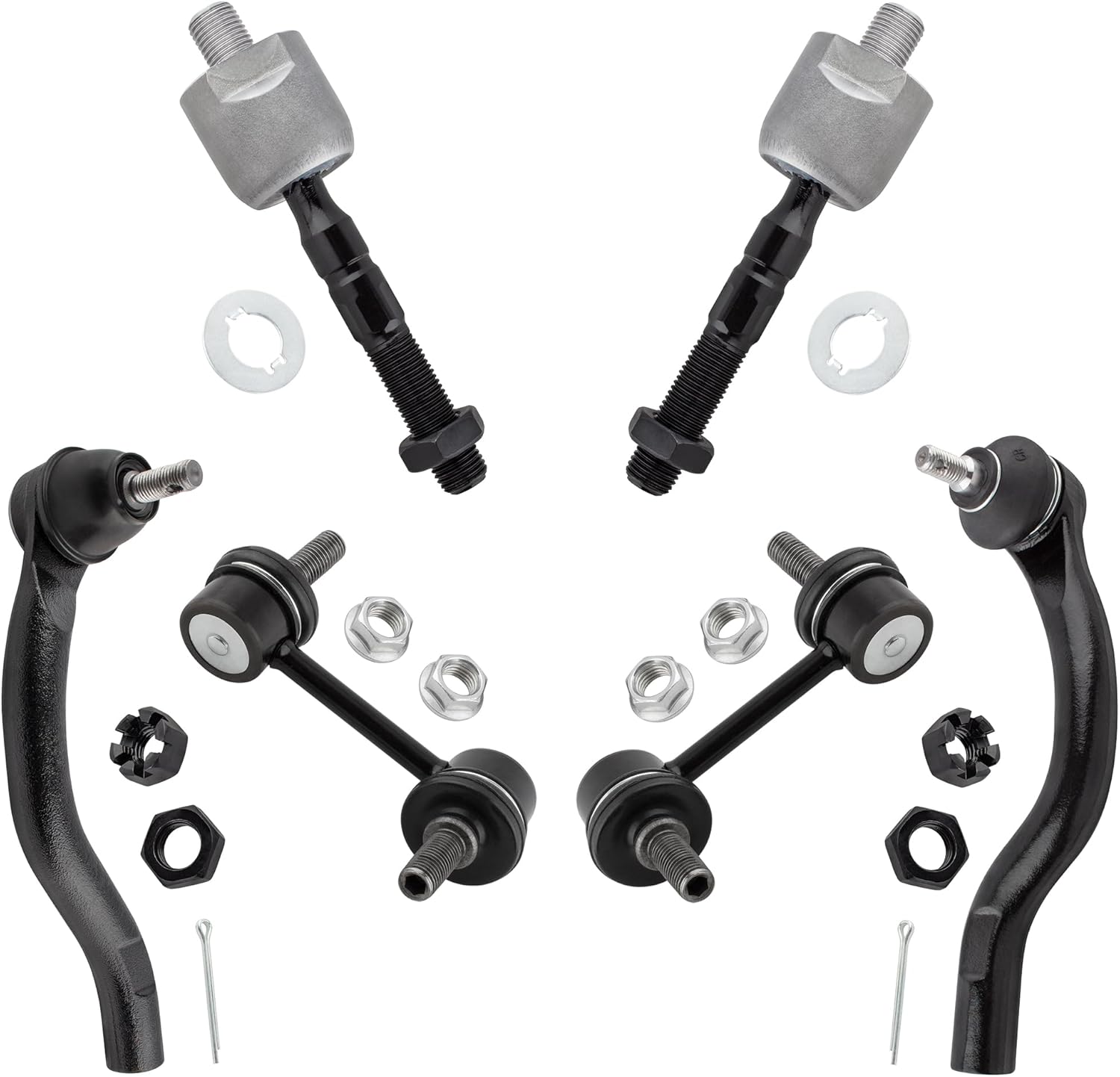 BOXI (Set of 6) Front Inner & Outer Tie Rods + Sway Bar End Link Fit for Honda Accord 2003 2004 2005 2006 2007 (Coupe Models w/ 3.0L 6 Cyl. Engine ONLY) | Replace EV80208 ES80288 ES80287 K90660 K90661