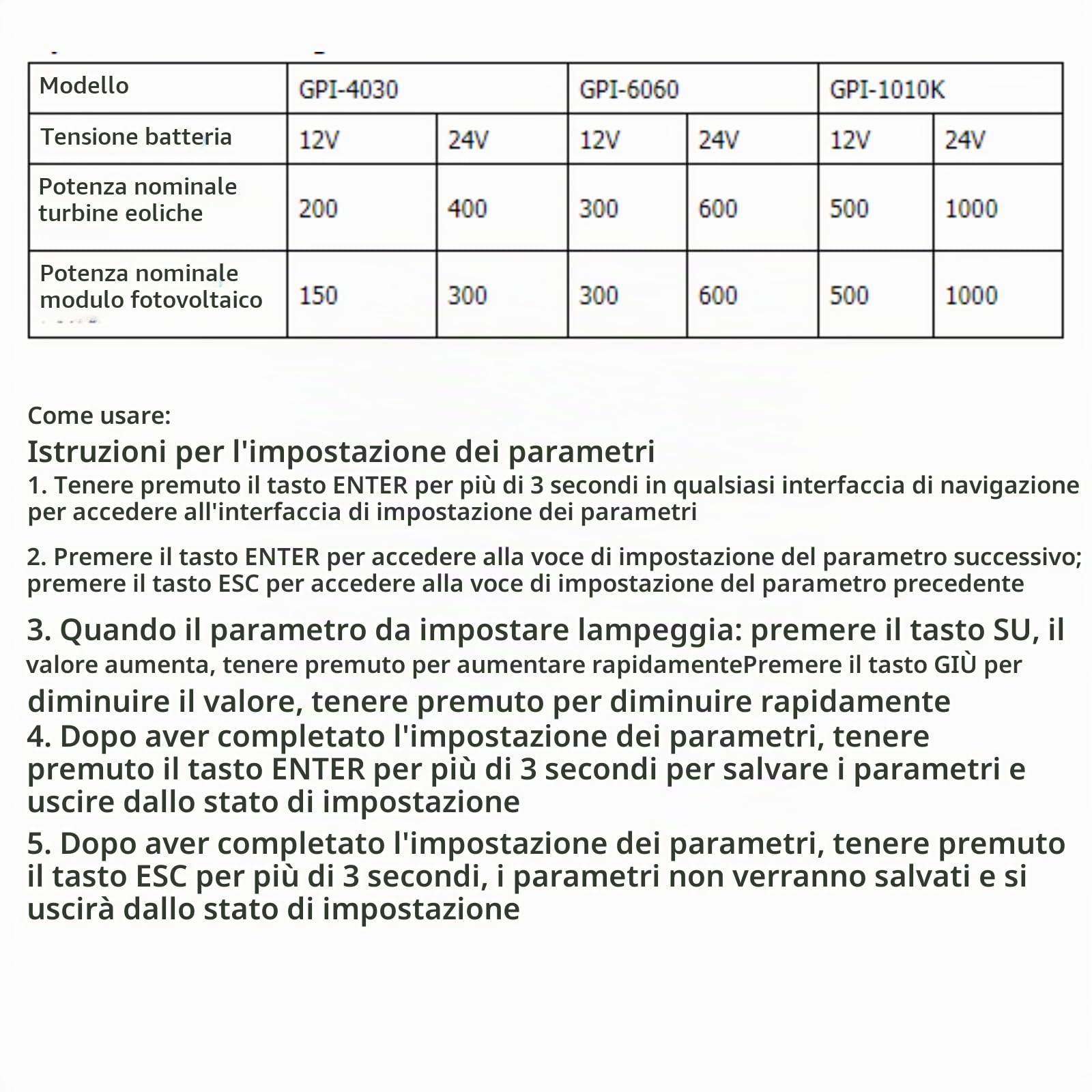 Regolatore di Carica Ibrido Solare Eolico 12V 24V, con Display LCD MPPT Carica Boost Regolatore Solare Eolico Display Digitale LCD a Grande Schermo(GPI1010K)