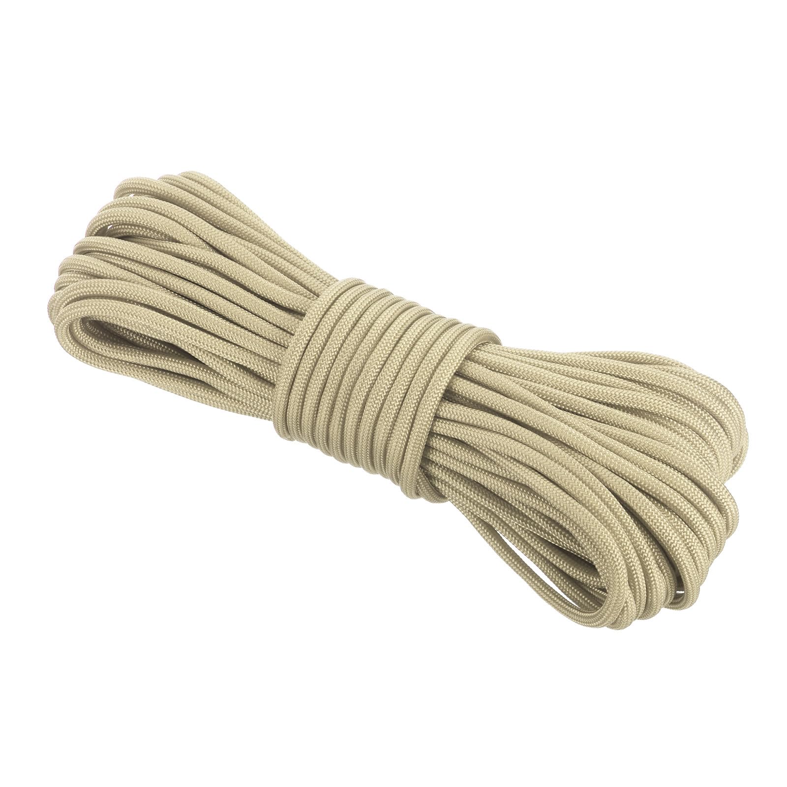 Rebower 550 Paracord Rope 15m, 4mm Thin Paracord Nylon Cord 7-Strand Core [for Tent Camping Outdoor Gear] - Khaki