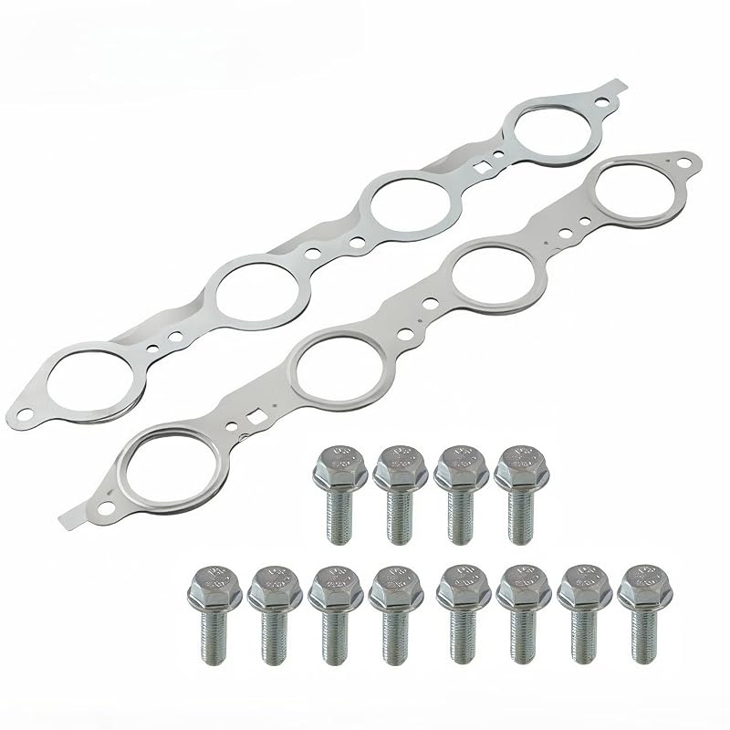 Junta do coletor de escape LS MLS Zieichy com parafusos para motores LS 4,8 a 6,2 L – Kit com 2 juntas e 12 parafusos