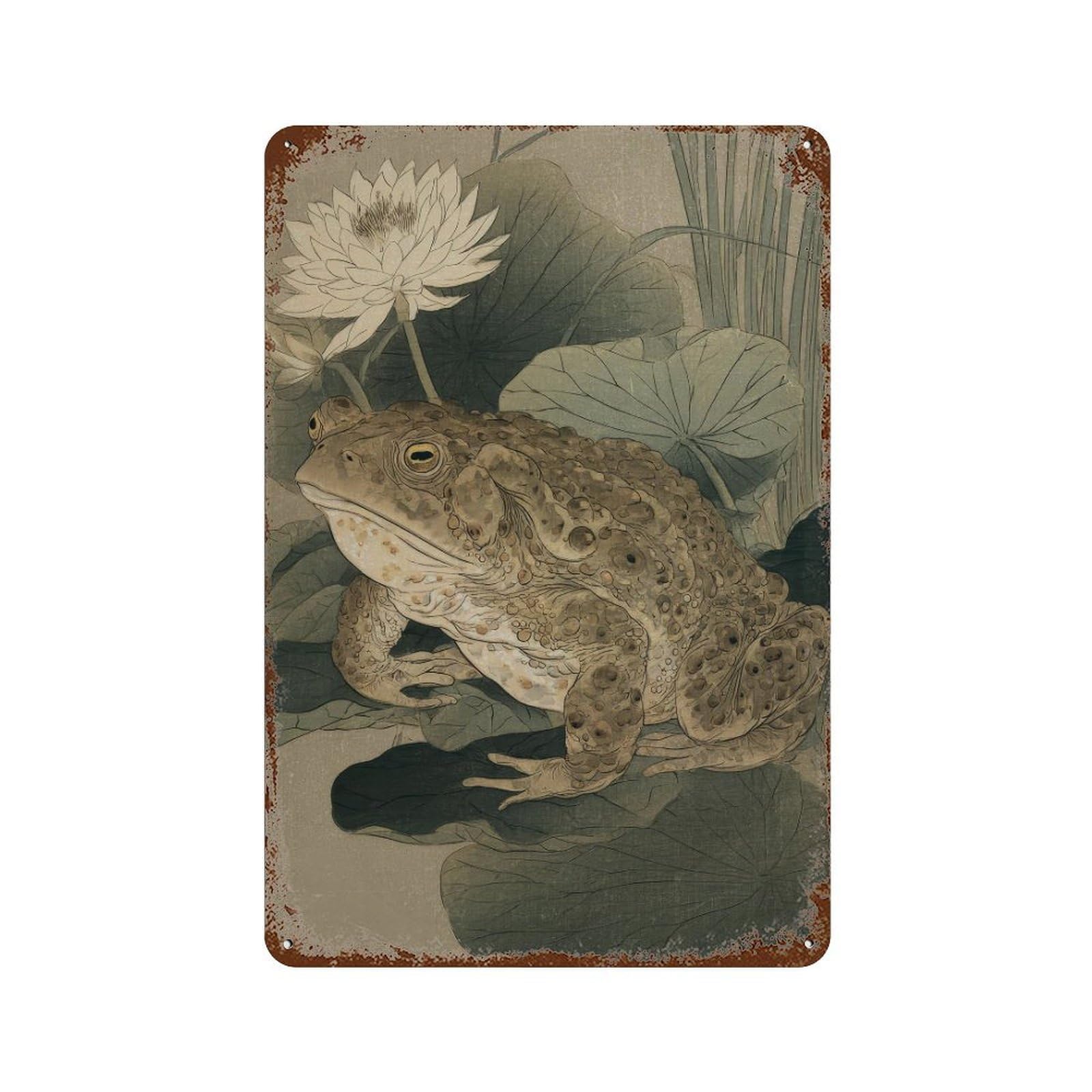 xiaoxiaoshen Japanese Toad Japan Oriental Traditional Woodblock Style. Zen Nature Home Decor Wall Decor Art Metal Tin Poster Modern Home Decor Art Home Bar Shop Decorations Vintage Sign 30x20cm