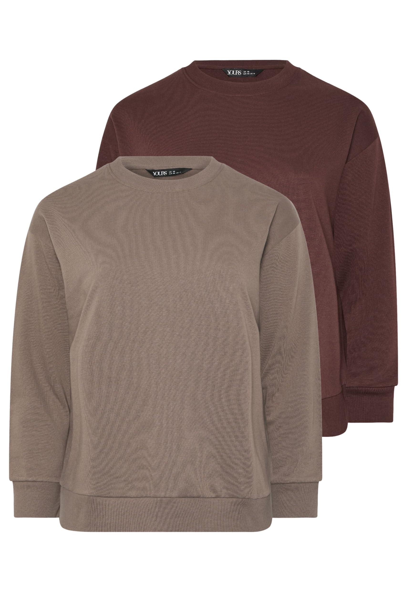 Yours Women's Brown Yourset Curve 2 Pack Chocolate & Mocha Sweatshirts - Plus Size Curve