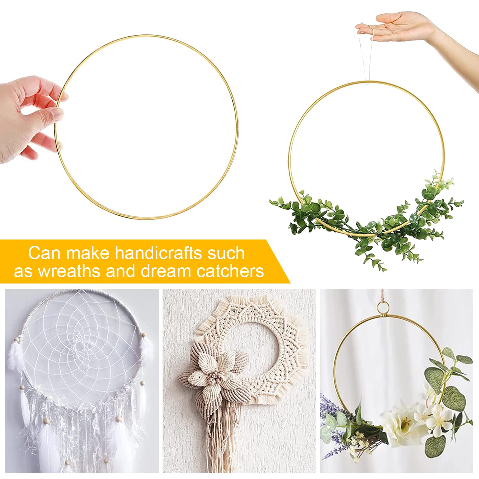 PATIKIL Lot de 2 anneaux attrape-rêves en métal en forme de lune macramé couronne florale pour maison, loisirs créatifs, mariage, décoration murale, argenté PATIKIL Lot de 2 anneaux attrape-rêves en métal en forme de lune macramé couronne florale pour maison, loisirs créatifs, mariage, décoration murale, argenté