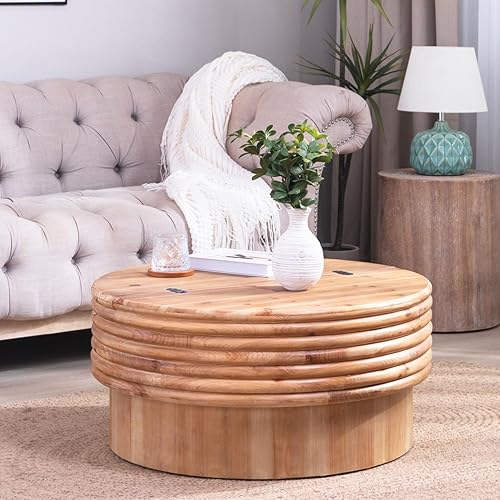 Miniatura 19 de SSLine Mesa de centro rectangular de madera antigua de 45.2 pulgadas para sala de estar, mesas auxiliares de almacenamiento de 2 niveles con patas