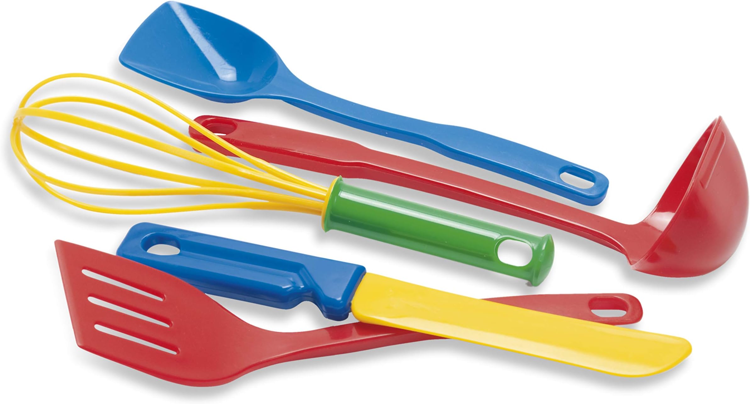 Dantoy Plastic Kitchen Utensils, 5 Piece Set Pretend Play for Kids, Made in Denmark – Multi Colour
