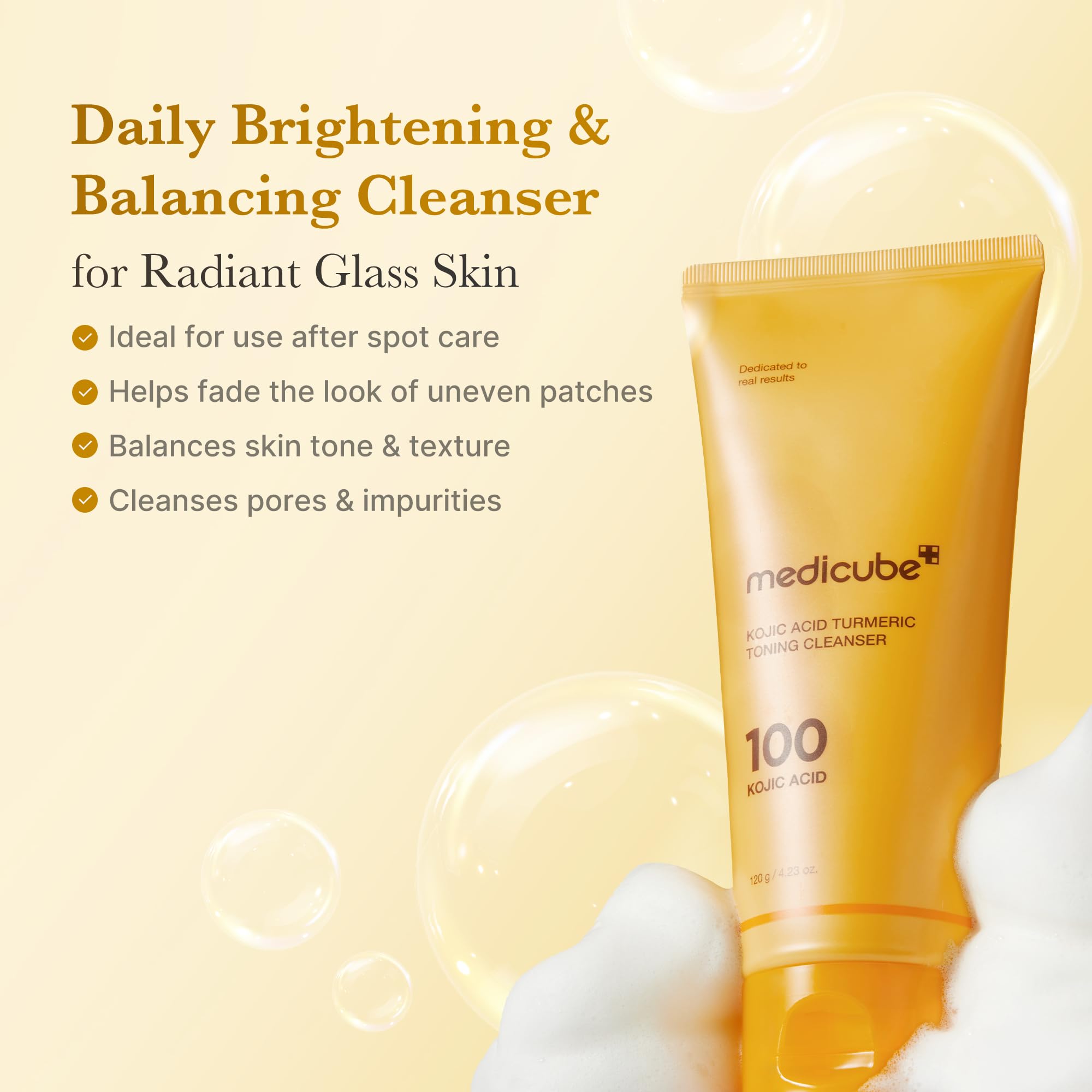 medicube Kwas kojowy kurkuma Whip Cleanser oczyszczanie twarzy 120 g | Pianka oczyszczająca z kwasem kojowym i kurkumą, pielęgnacja cery, do pielęgnacji po spocie, koreańska pielęgnacja skóry