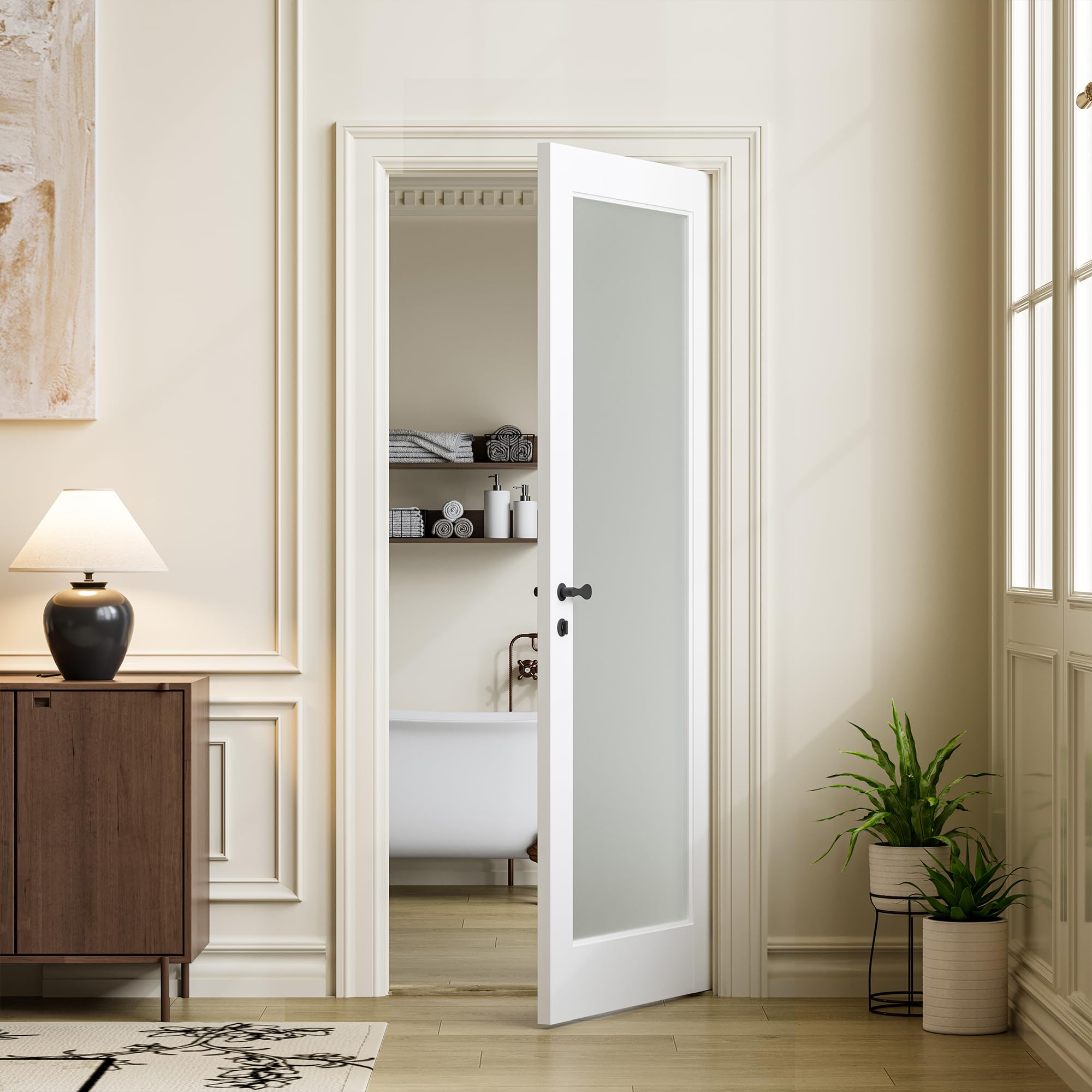 COSHOMER frosted glass solid MDF core 24 inch door slab