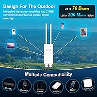 Vista 4 de NEWFAST AC1200 Gigabit Extensor WiFi para exteriores, punto de acceso al aire libre de doble banda resistente a la intemperie con POE, 2 antenas