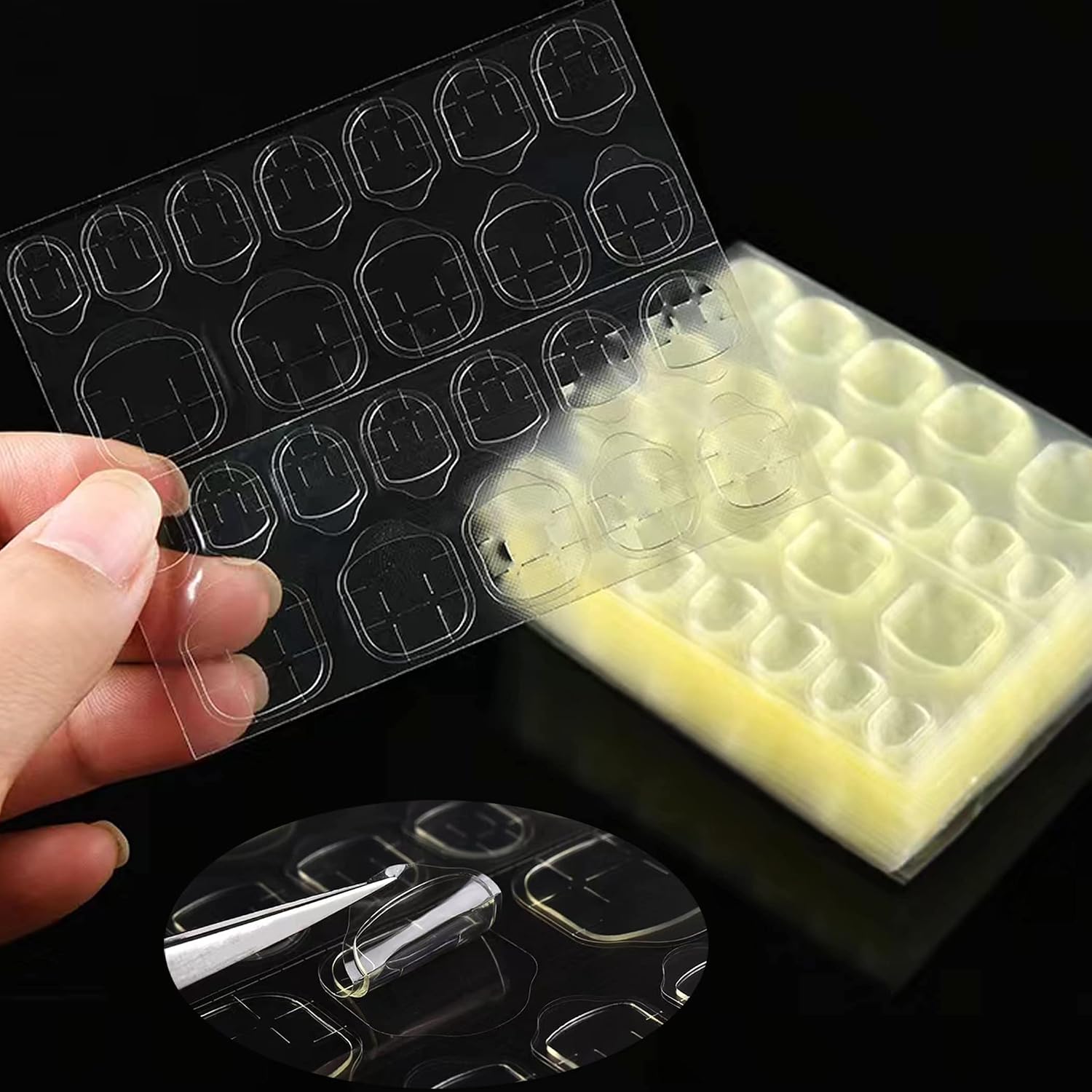 240 Pcs Thin Breathable Adhesive Tabs Fake Nail Glue Sticker 10 Sheets Super Sticky Double Sided Tips (Germany Jelly Gel) Flexible for Acrylic False Nails Manicure Tape (240 Pcs)