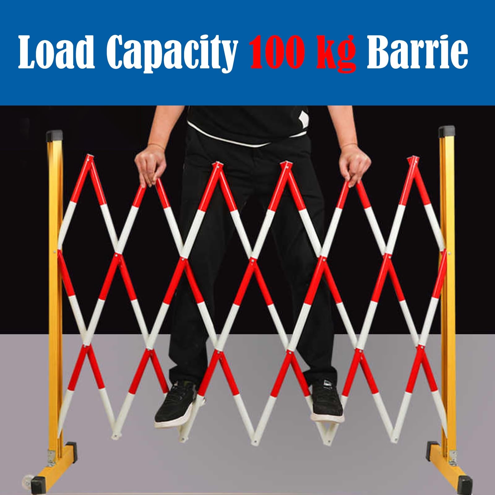 Barricada Móvil Expandible Barrera De Seguridad Portátil Para Empresas, Barricada De Mantenimiento Temporal Para Control De Multitudes, Barreras De Seguridad Expandibles(Black+yellow,L 2.5m)