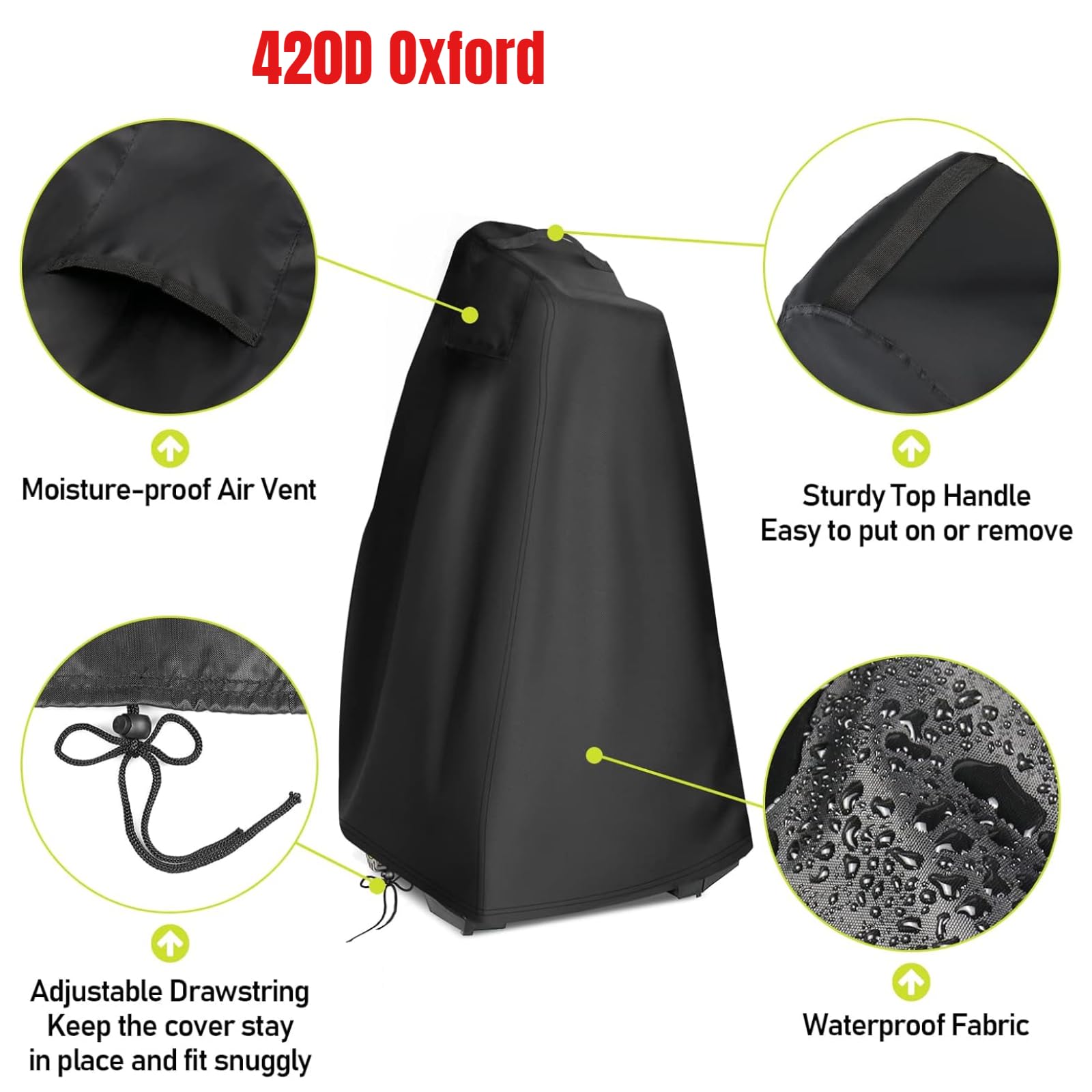 Housse De Protection pour Nettoyeur Haute Pression De Jardin, Couverture pour Nettoyeur Haute Pression électrique avec Grille D'aération, étanche, Oxford 420D Noir 45x87cm