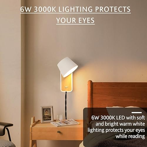 Miniatura 3 de Lámpara de pared moderna con cable de enchufe para dormitorios, pasillo, sala de estar, accesorio de iluminación de montaje contemporáneo interior,