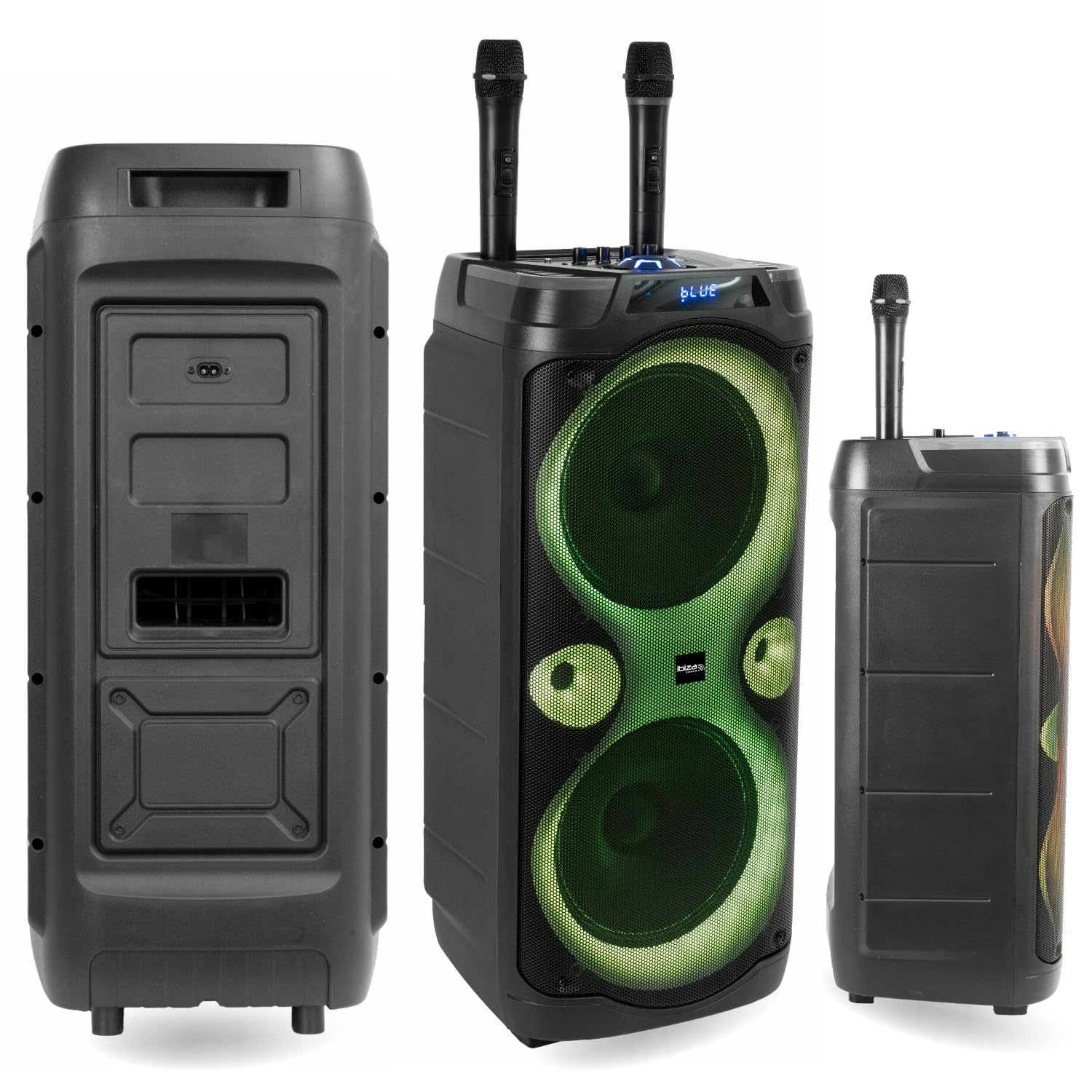 Ibiza Sound - Pack Enceinte Karaoké Columba-Karaoke 1000W USB Bluetooth TWS - 2 Micros sans Fil - Effet Astro LED 6 Couleurs - Soirée