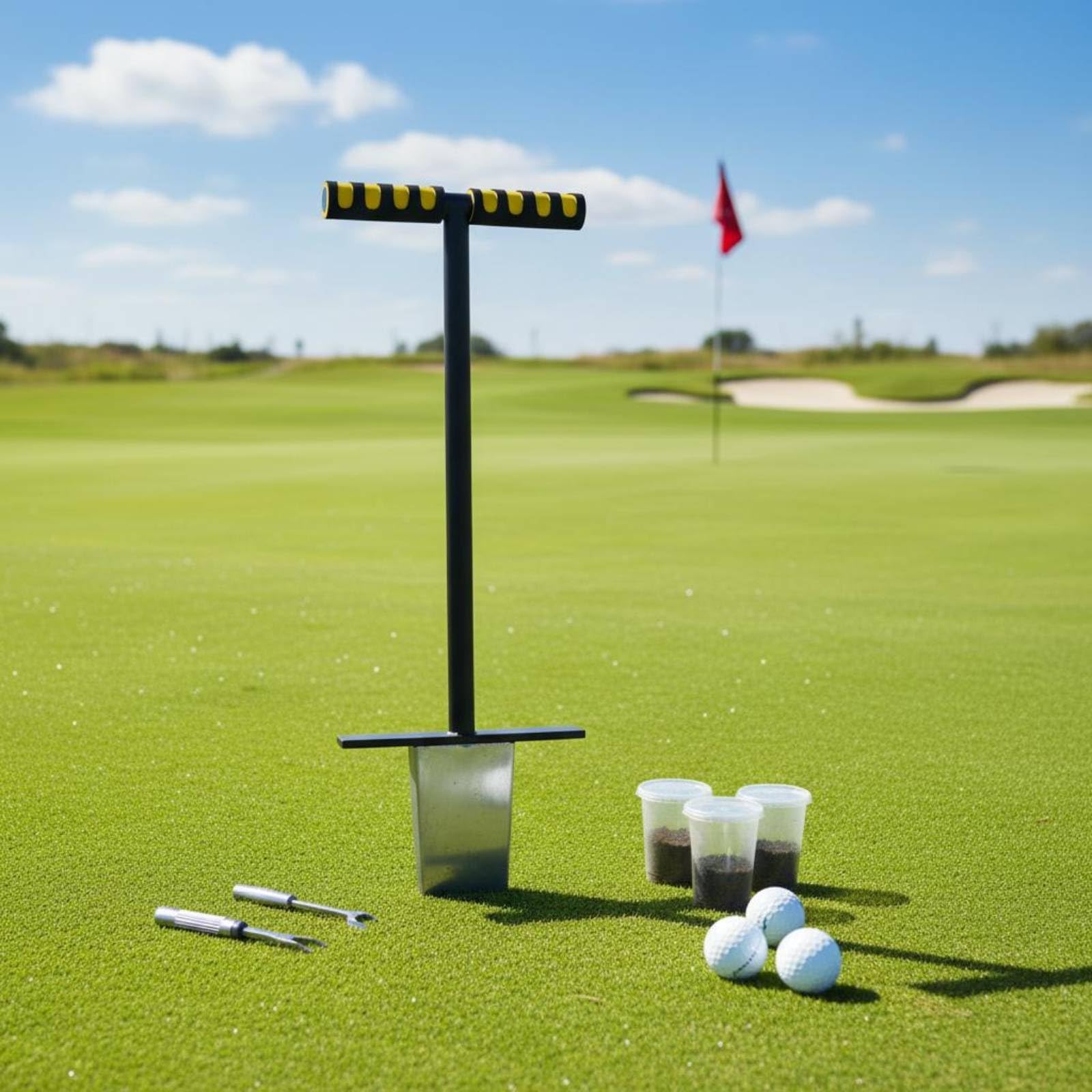 rockible Golf Bodensammler Rasen Kernstecher Bodenprobennehmer Rasenprobenstecher Edelstahlkopf Robuster Schaft für Wiederholte Nutzung für Golfplatz Pflege Wartung Inspektion