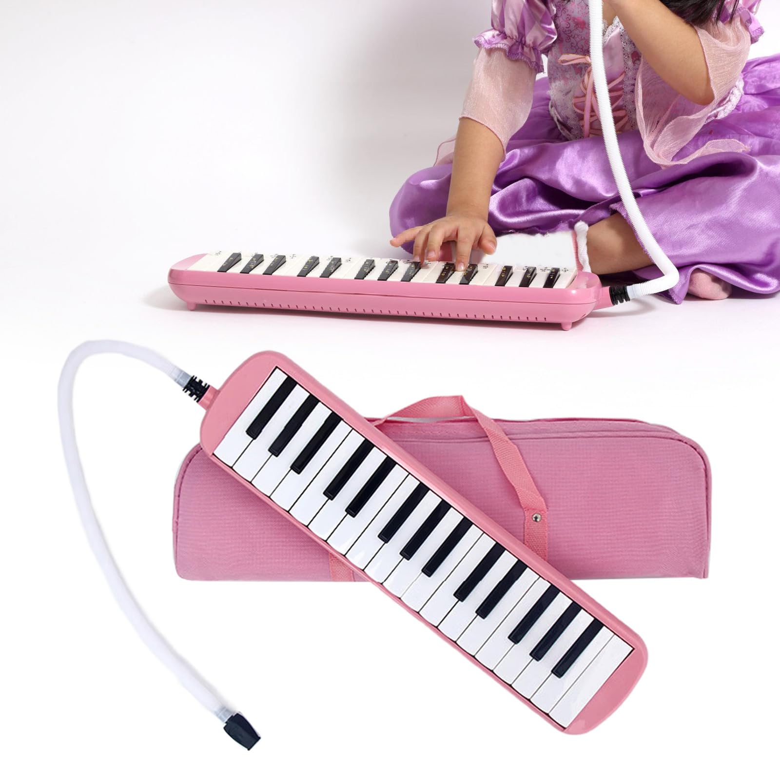 Air Piano Keyboard Sopran Melodica mit langem Rohr, kurzen Mundstücken & Tragetasche, 32 Tasten Melodica Instrument