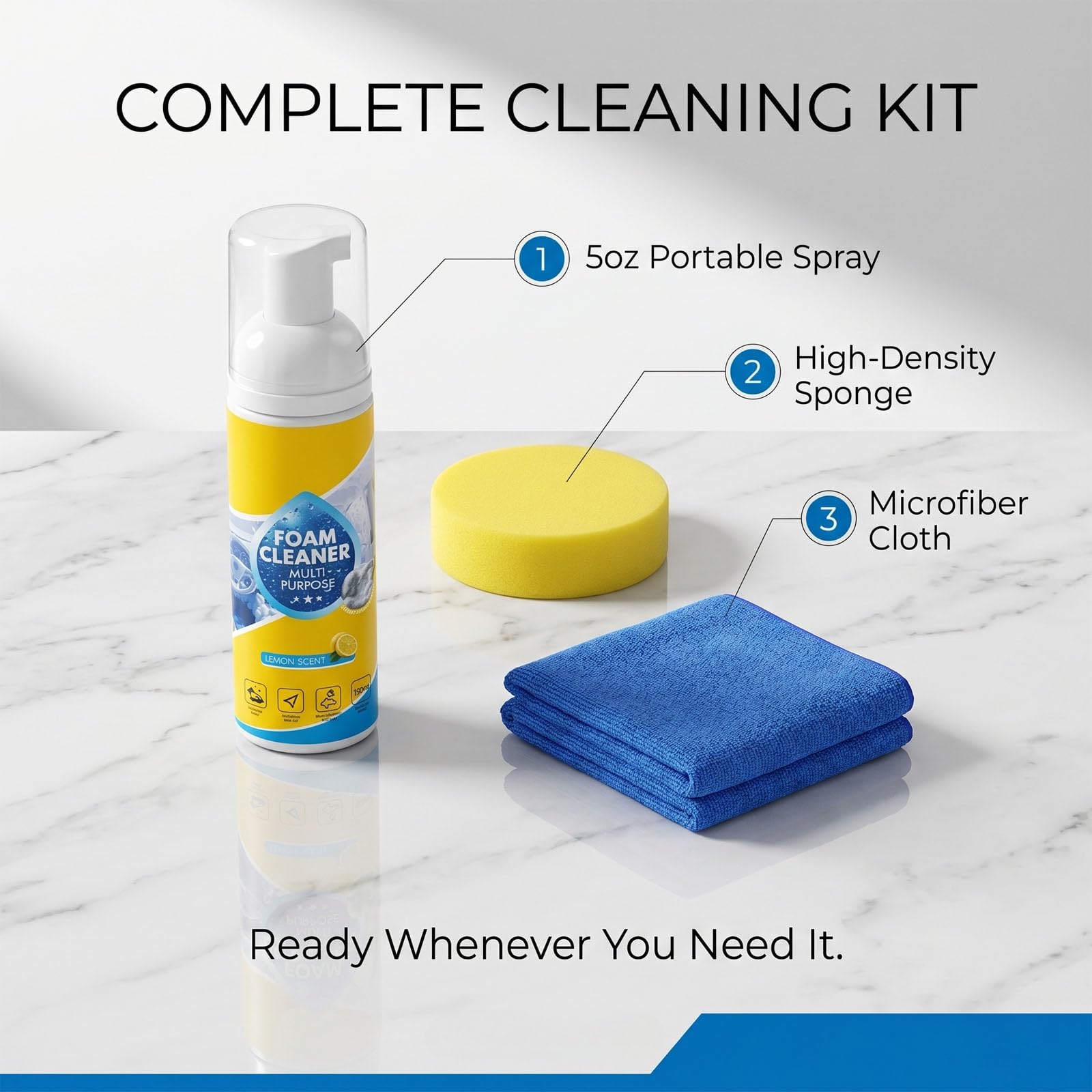 4-in-1 Multi-Enzyme Foam Cleaner 5oz, All-Purpose Deep Cleaning Spray for Kitchen Grease, Bathroom Tiles, Car Interior & Sofa Upholstery (1pcs)