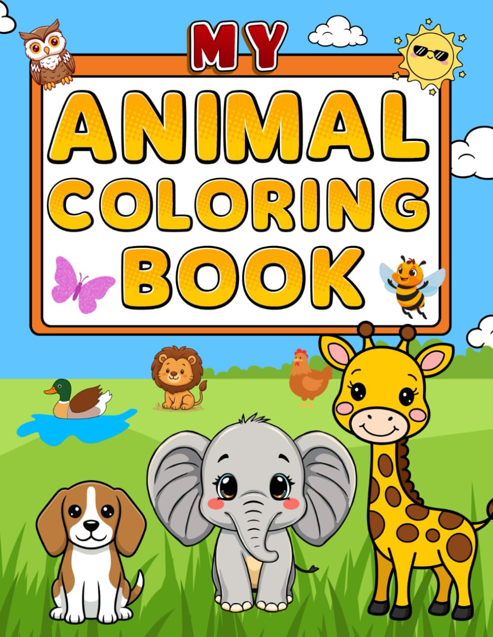 My Animal Coloring Book for Kids: 50 Animal Coloring Pages with Tracing Words and Simple Sentences to Build Vocabulary – Featuring Land Animals, Sea ... Animals for Preschool and Kindergarten Kids